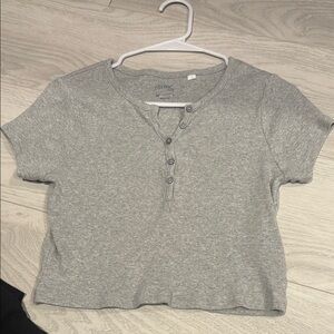 PacSun Gray Short Sleeve Henley Top